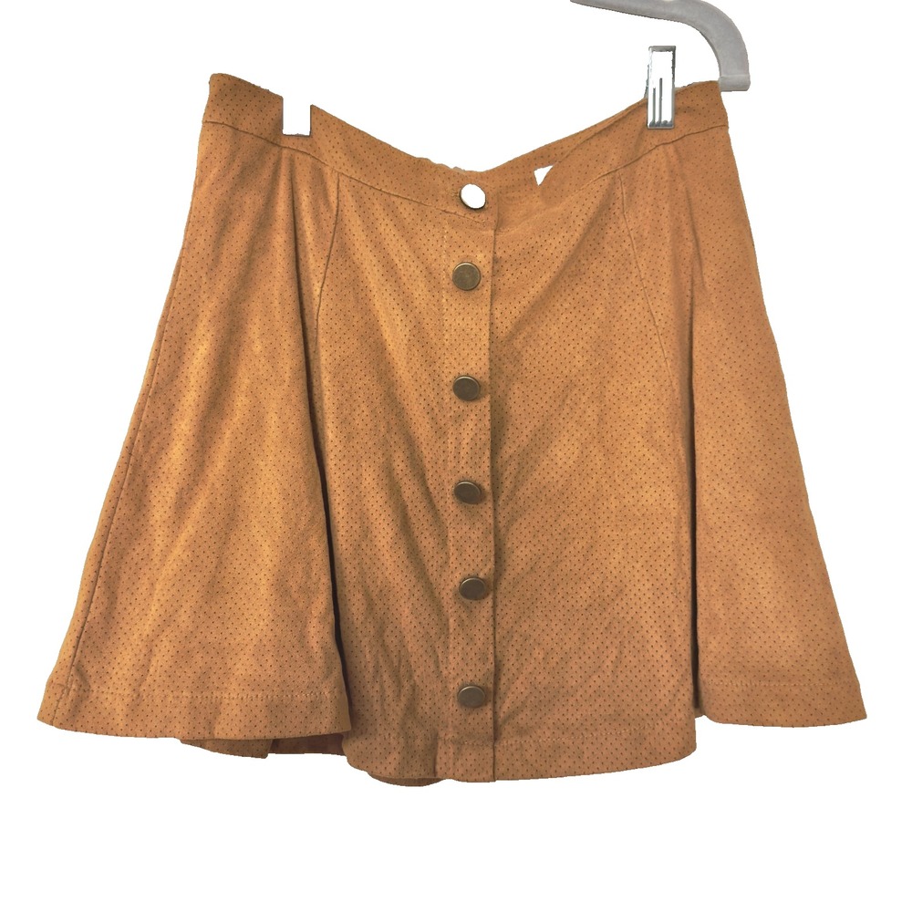 American Rag Cie Faux Suede Mini Skirt Size 5 Camel 70s Y2K Fall Boho Kids